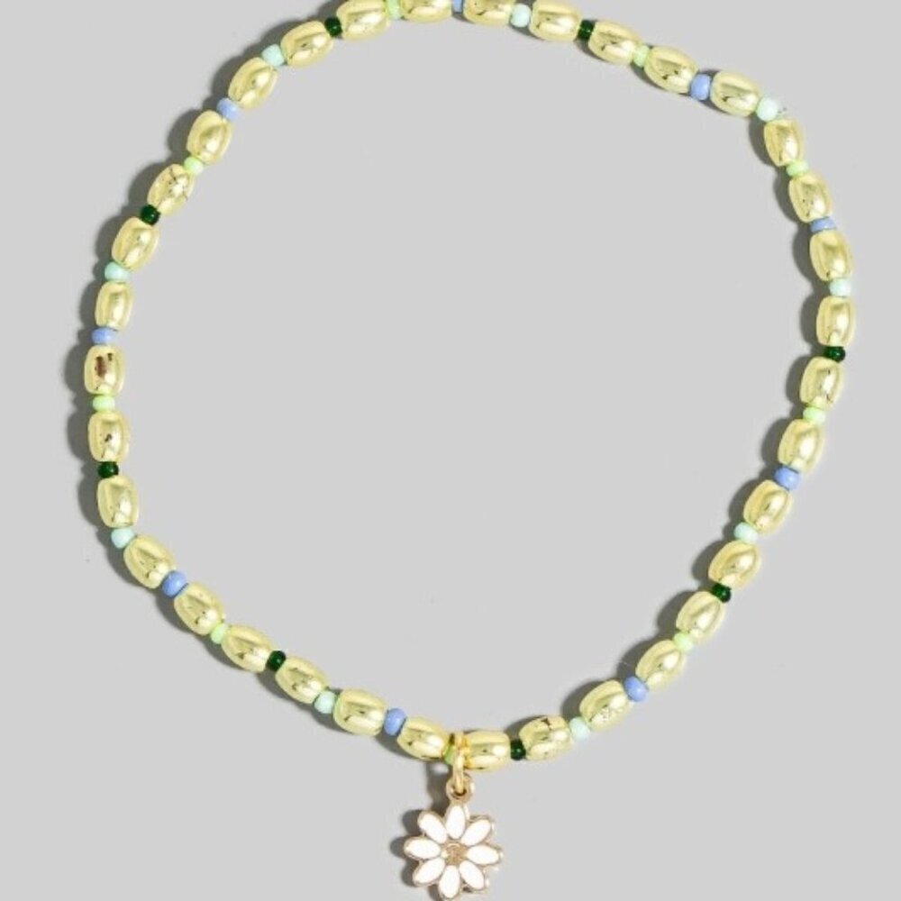 AMANI BLUE BEADED FLOWER CHARM BRACELET
